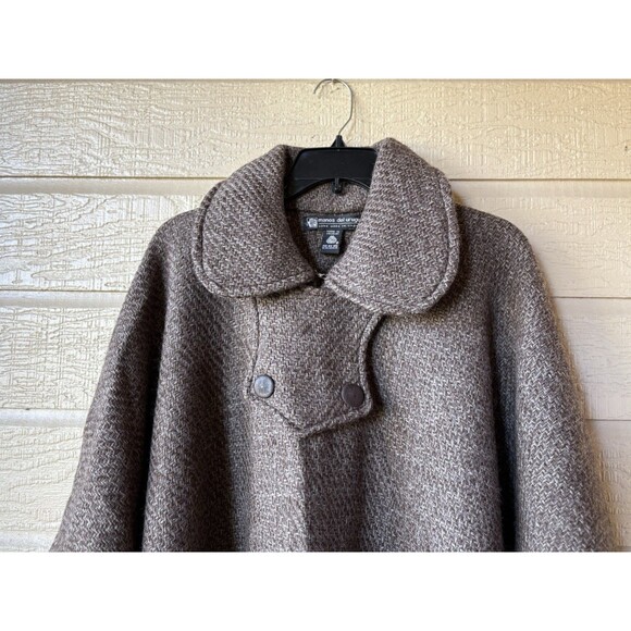 Manos Del Uruguay womens Vintage Brown 100% Wool Hand Made Long Midi Poncho Wrap - Picture 3 of 5